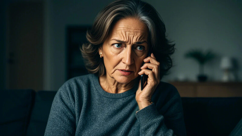 Woman Talking to Debt Collector on Phone 