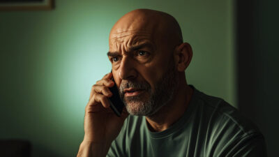 Debt Collector Talking to Man on the Phone