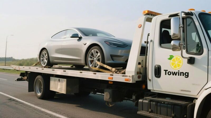 Car broken down on tow truck
