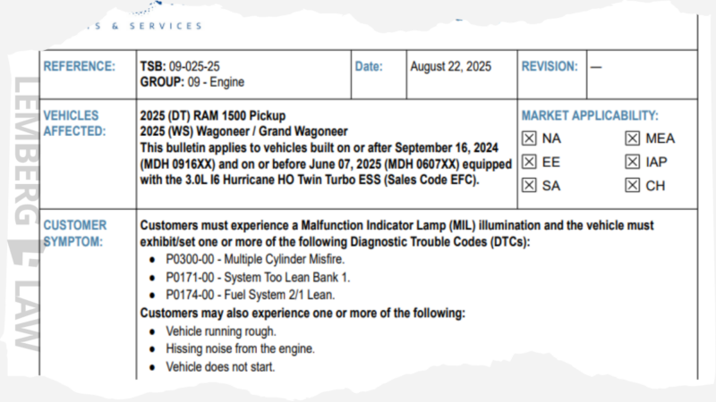 TSB-09-025-25 2025 RAM 1500 Cylinder Misfire