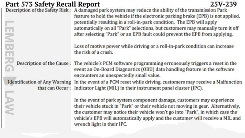 2025 ford explorer transmission recall 25v239