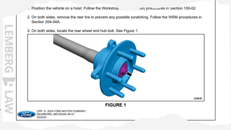 2023-2025 Ford F150 rear axle bolt diagram