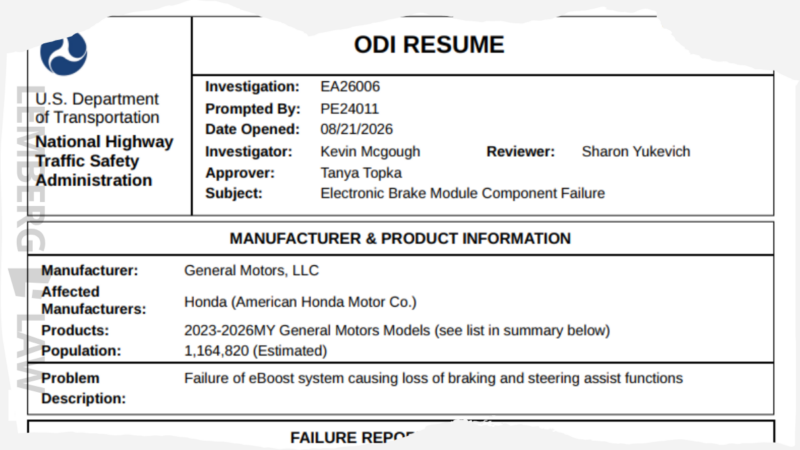 2023-2026 GM Brake System Failure Investigation